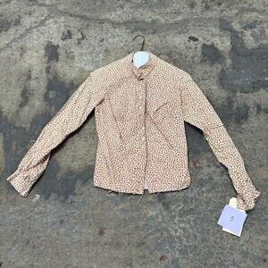 Vintage Film Costume 40s 50s Does Victorian Antique Style Pink Calico Blouse XS